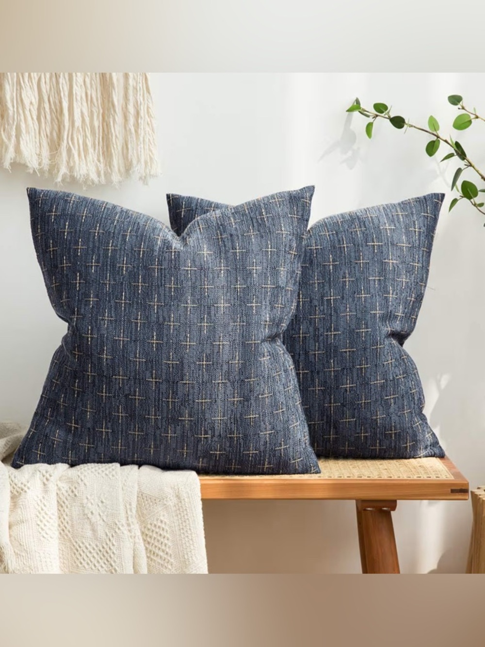 MIULEE Pack of 2 Decorative Burlap Linen Throw Pillow Covers Farmhouse 20x20